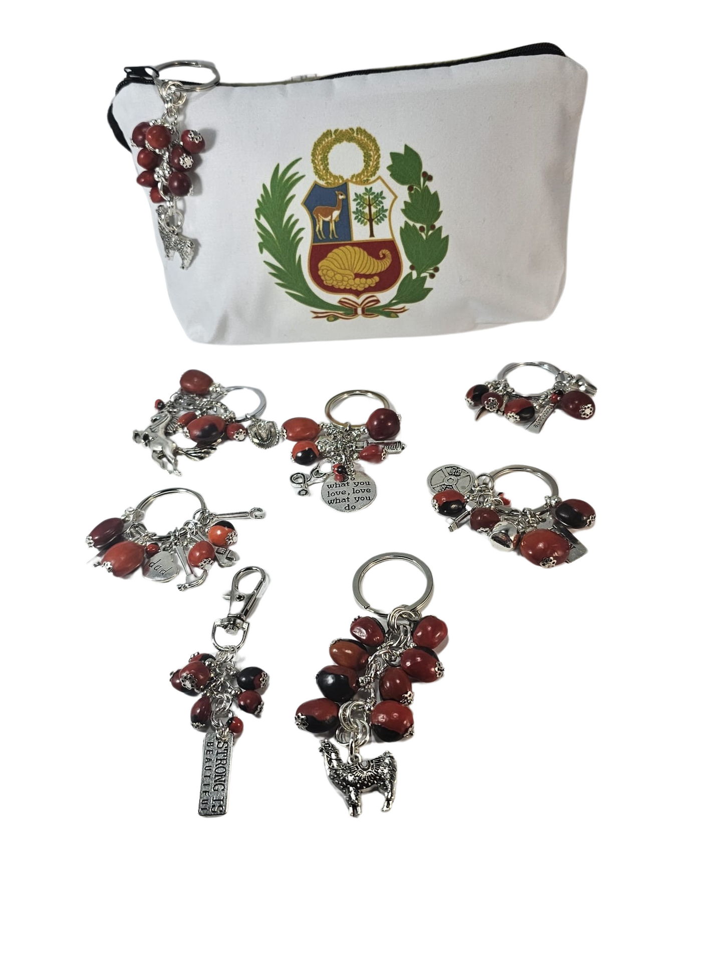 Handmade Cotton Travel Pouch "Coat of Arms of Peru" Escudo del Perú