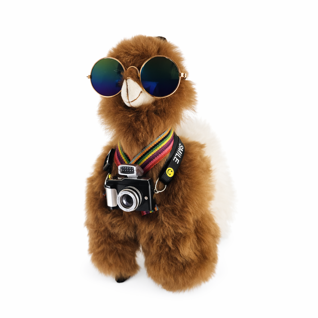 🦙 Traveling Llama – The Ultimate Peruvian Adventure Gift - 100% Baby Alpaca Fur - Handmade • Hypoallergenic & Pillow Soft (9")