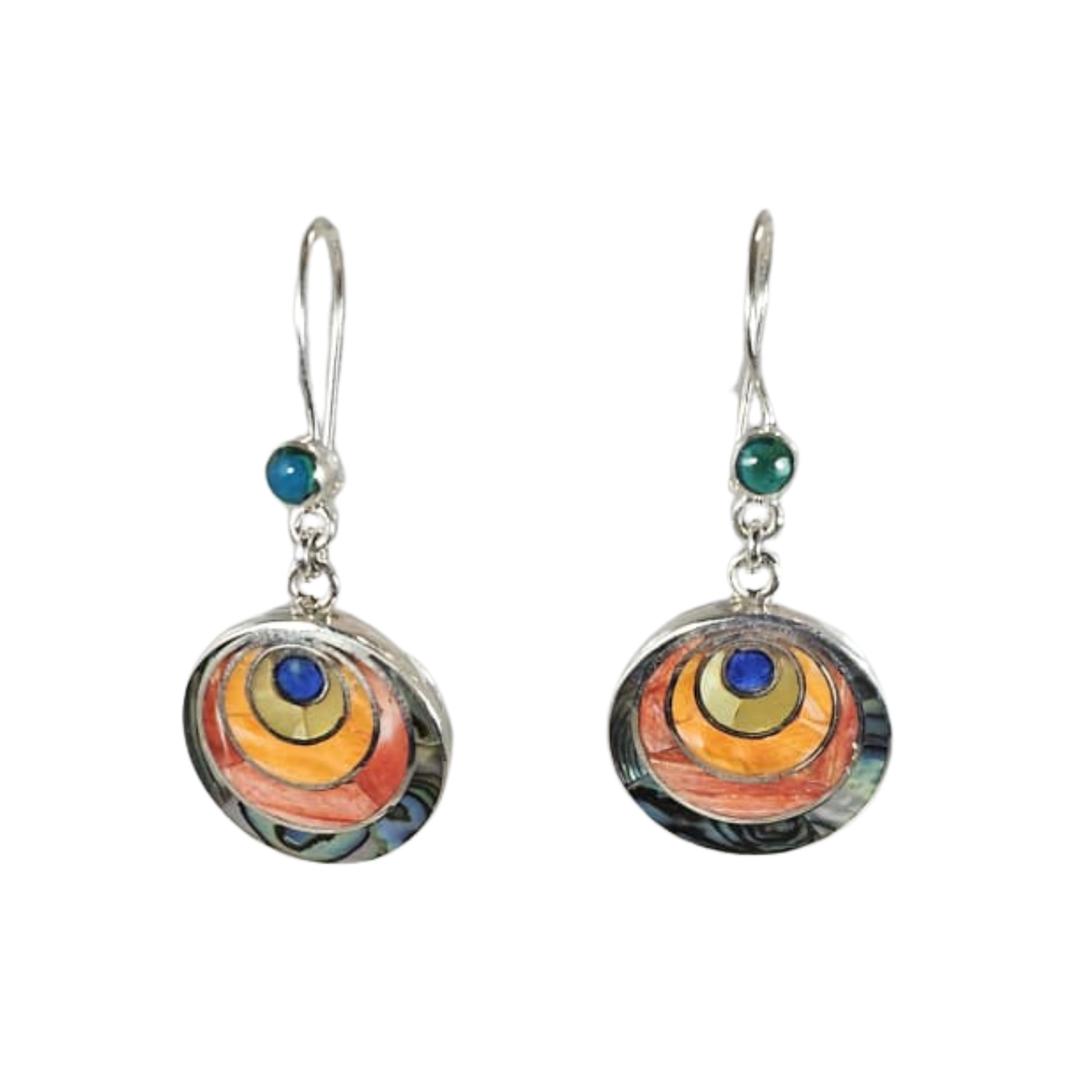 Sterling Silver "Happiness Infinity Multicolored" Natural Stone Dangle Earrings