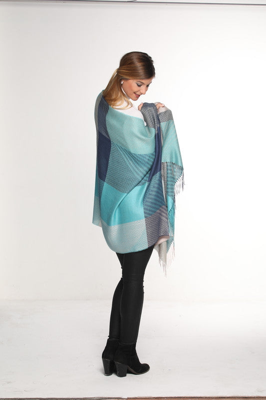 Luxury Pure Peruvian Baby Alpaca Wool & Silk Reversible Shawl for Women Multipattern Jacquard Design - Peru Gift Shop