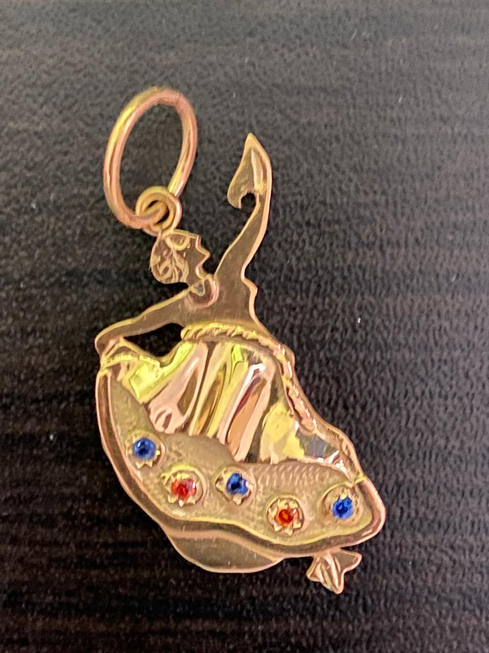 Limited Edition Sterling Silver/Gold Marinera Dancer Adjustable Pendant Necklace 16"-18"