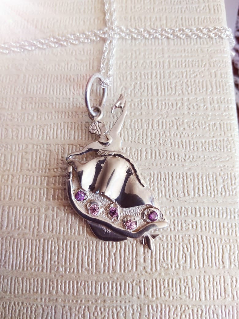 Limited Edition Sterling Silver/Gold Marinera Dancer Adjustable Pendant Necklace 16"-18"