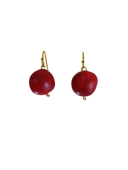 Pendientes colgantes de plata/oro clásicos rojos y negros de buena suerte