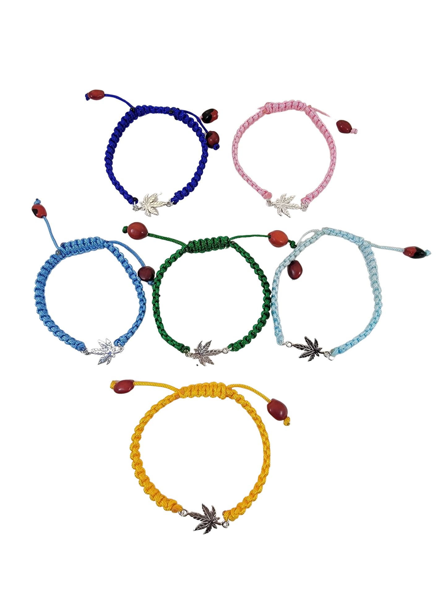 Adjustable Sterling Silver or 18Kt Gold Filled Weed Leaf Macrame Bracelet