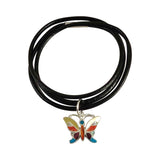 Sterling Silver "Lifefulnes Butterfly" Adjustable Leather Bracelet