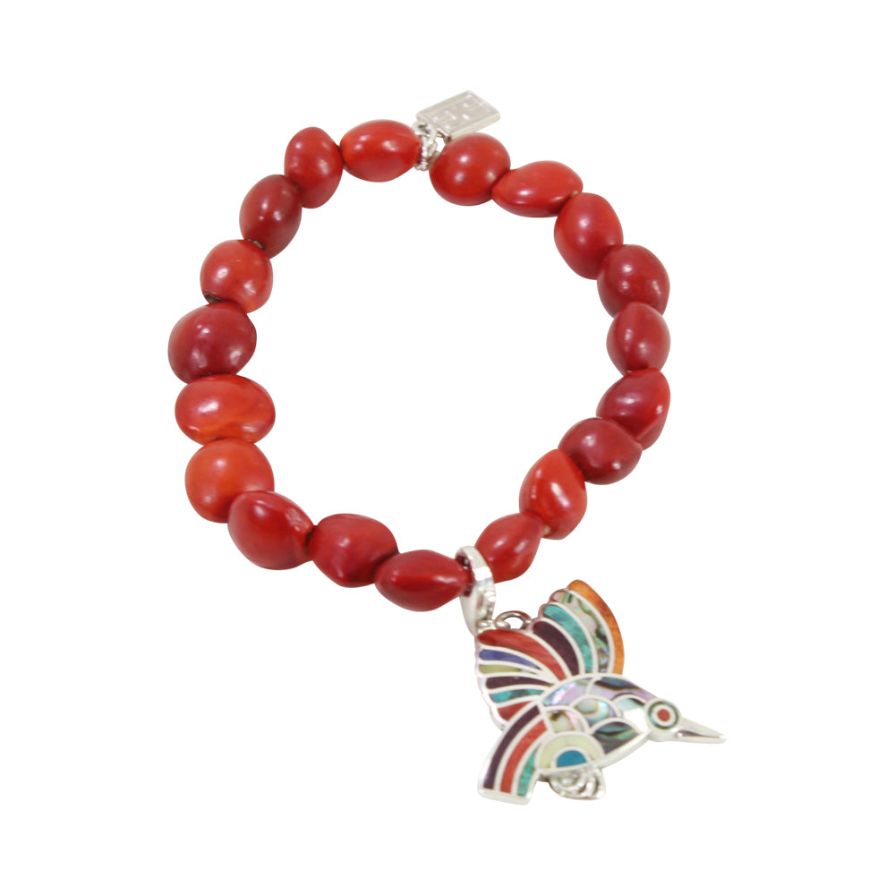 Pulsera elástica "Hopeful Hummingbird" de plata de ley de 6,5 a 7,5 pulgadas