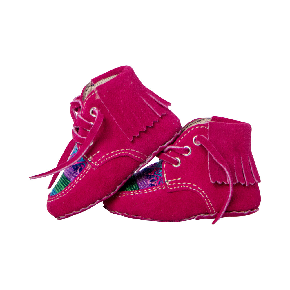 Zapatos para bebés y niños pequeños Mocasines de cuero con suela suave sin cordones Pre-Walkers con textiles peruanos hechos a mano