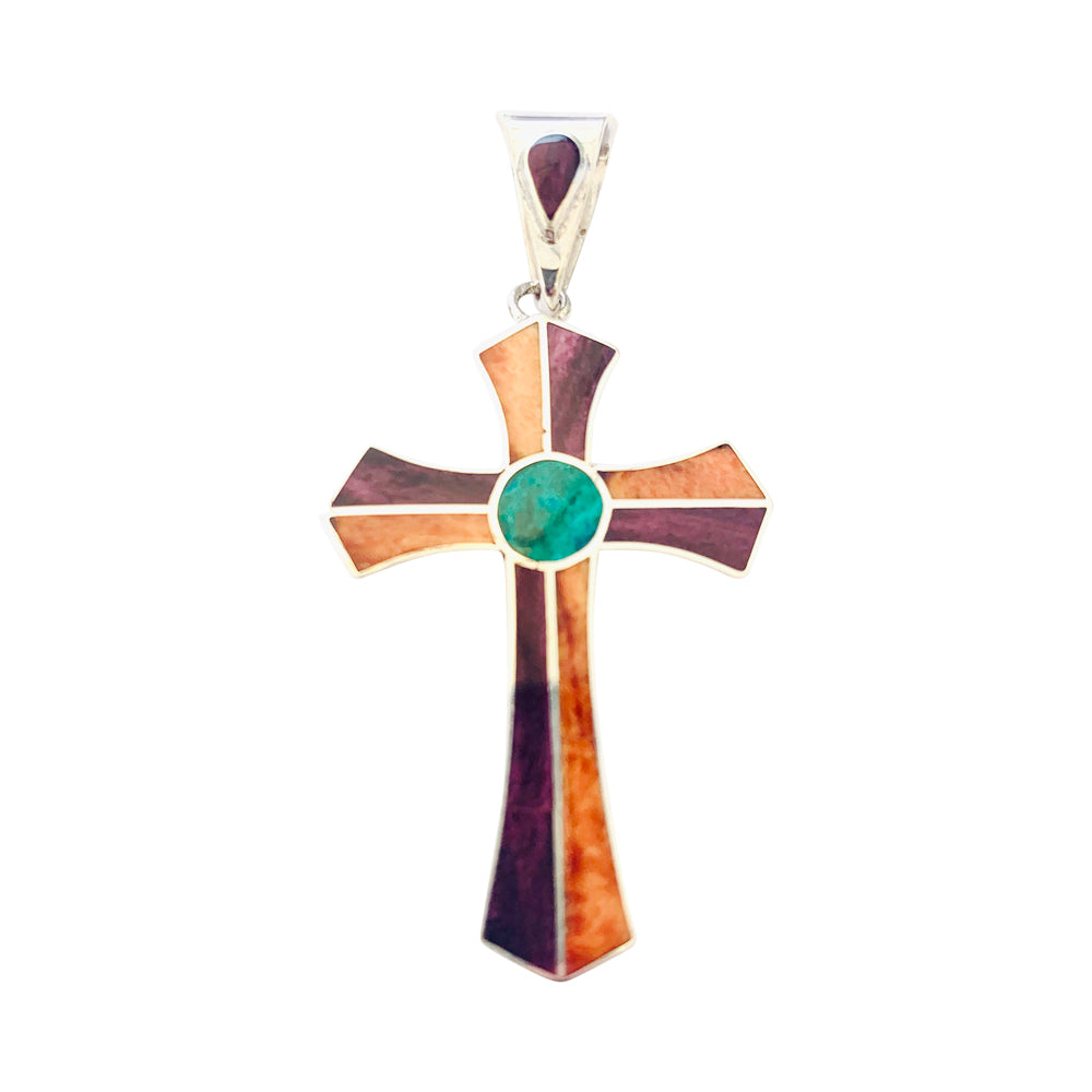 Sterling Silver Unisex Multi- Colored " Cross " Pendant
