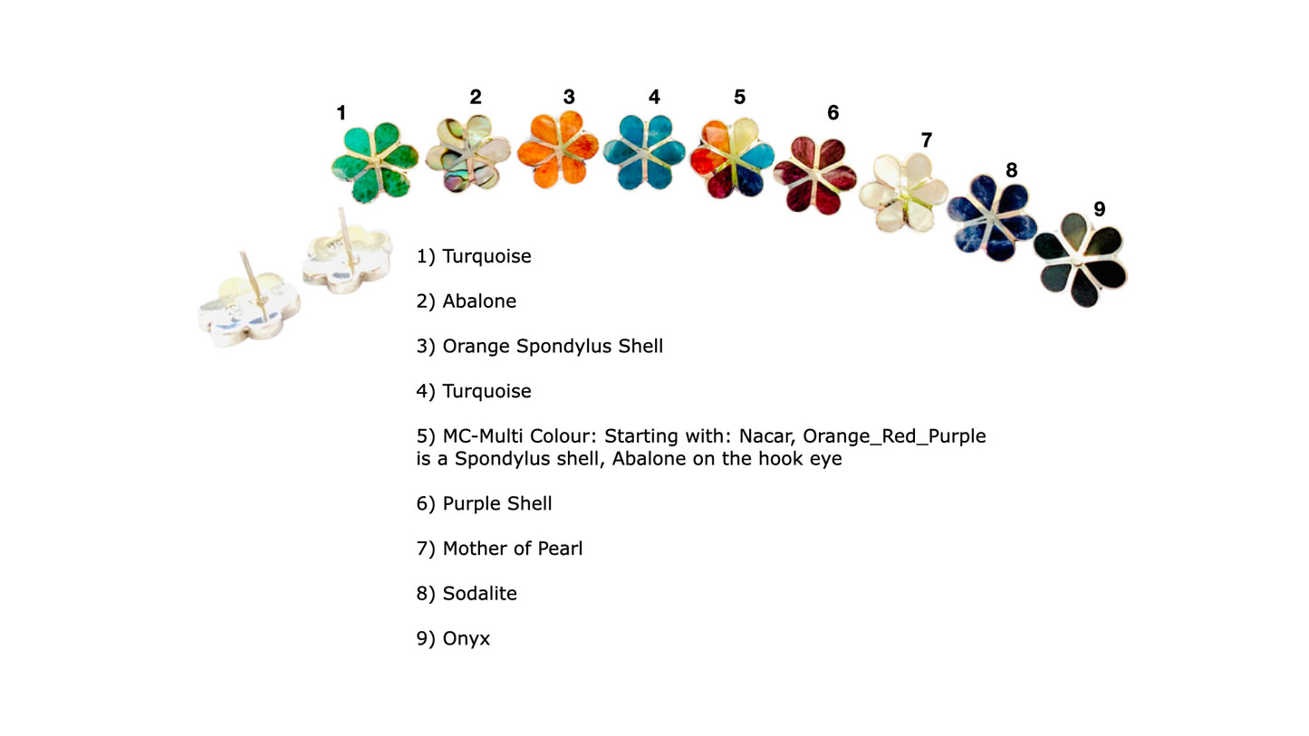 Sterling Silver "Blossom Flower" Natural Stone Post Earrings