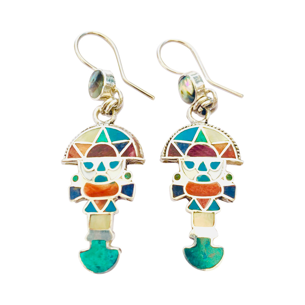 Sterling Silver "Tumi" Multicolored Natural Stone Dangle Earrings & Ring