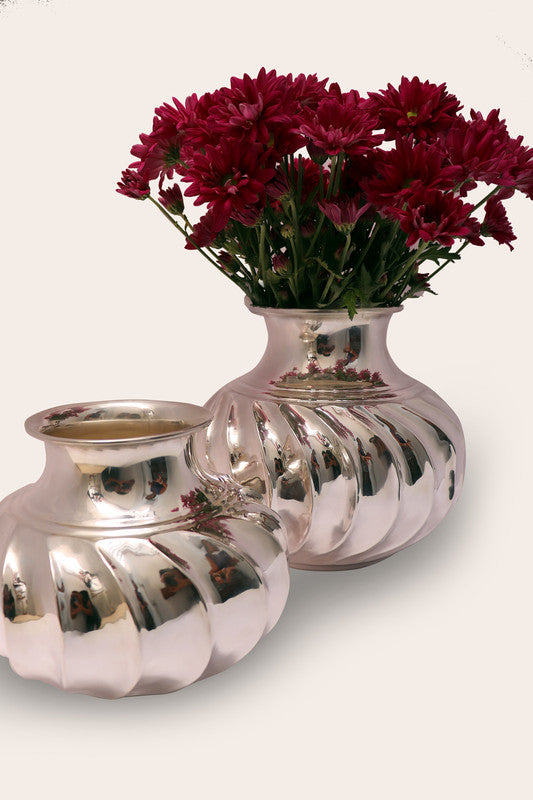 Florero plateado "Cecile" hecho a mano de lujo para decoración del hogar