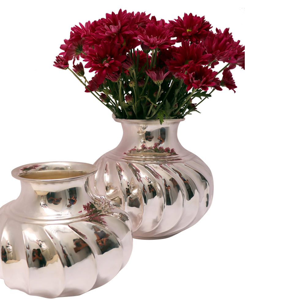 Florero plateado "Cecile" hecho a mano de lujo para decoración del hogar