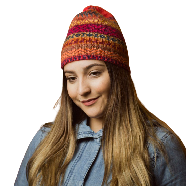 Awki Alpaca Wool 2-in-1 Reversible Hat Unisex One Size Fits All - Handmade in Peru | Peru Gift Shop