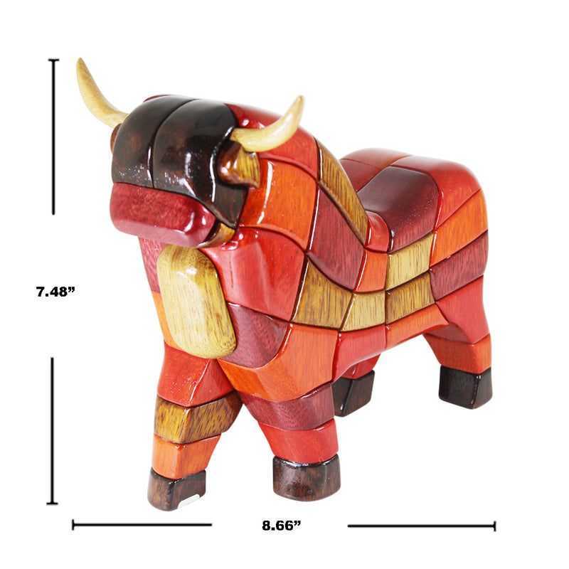 Traditional Bull Reversible Handmade Woodwork Puzzle - Symbol of Strength & Power - Peru Gift Shop