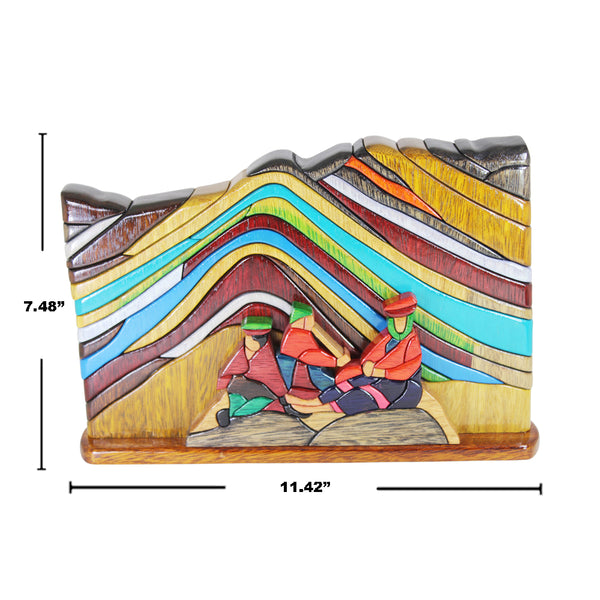 Cusco Rainbow Mountain Reversible Handmade Puzzle Woodwork - Symbol of Nature & Endurance - Peru Gift Shop