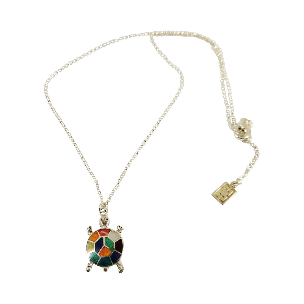 Sterling Silver "Turtle Pendant" Symbol of Good Health & Long Life" Adjustable Necklace 16"-18"