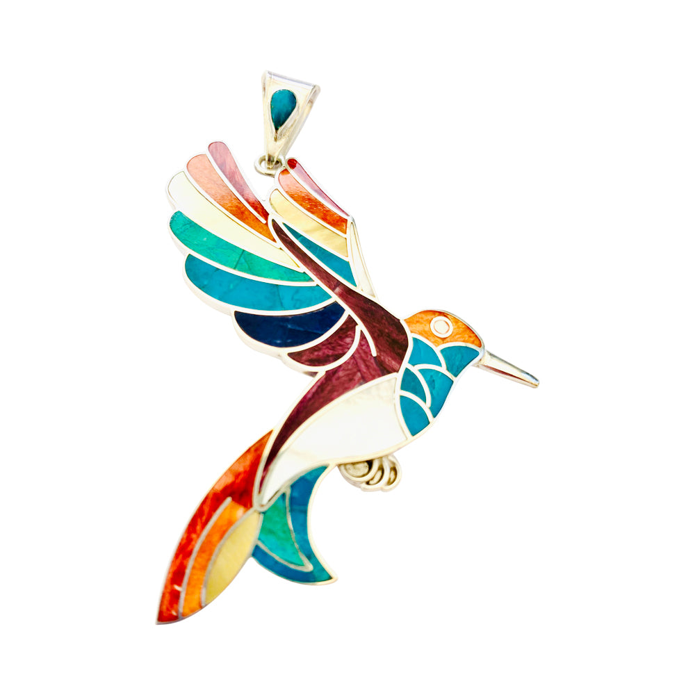 Colgante significativo "Colibrí esperanzado" de plata de ley