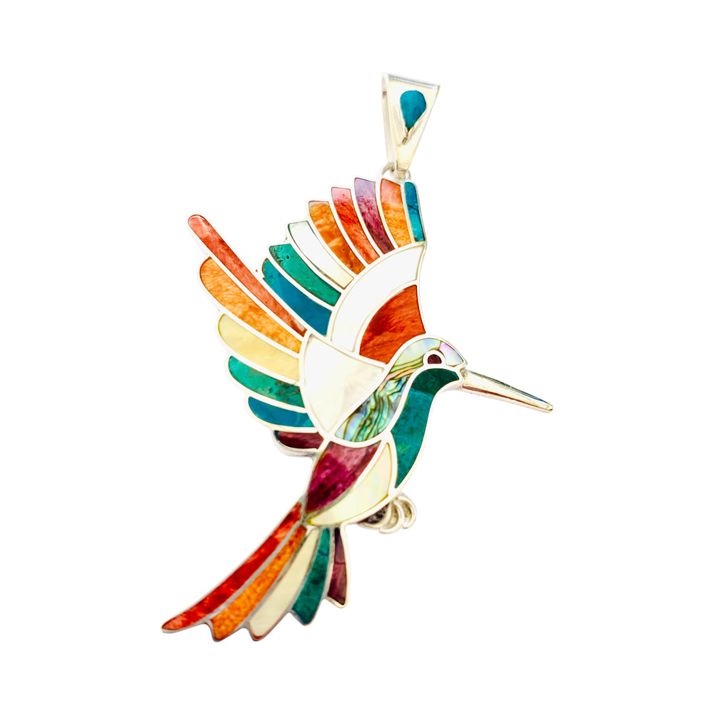 Colgante significativo "Colibrí esperanzado" de plata de ley