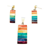 Rainbow Multicolored Stone Earrings & Pendant