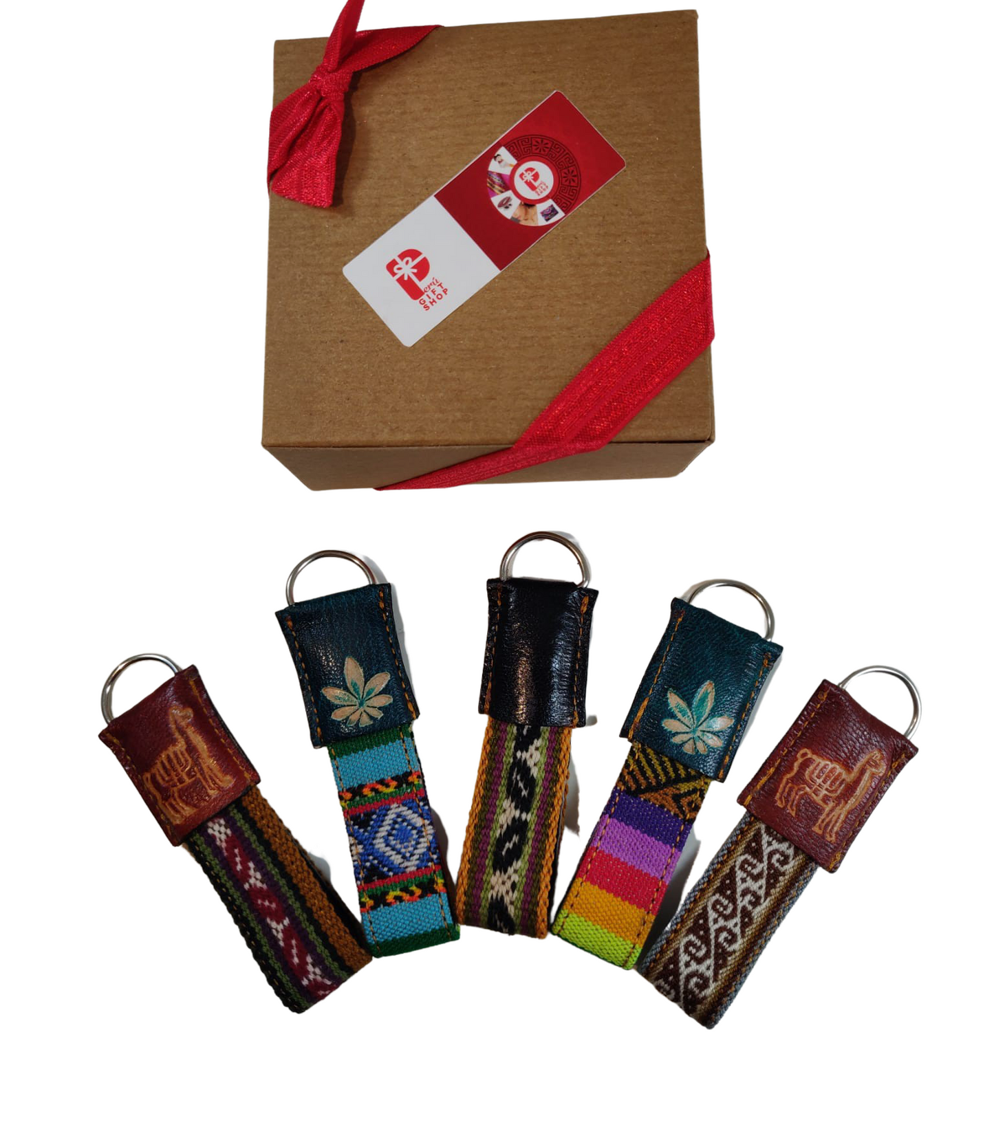 Handmade Peruvian Keychain – Artisan-Crafted with Genuine Leather Andean Textiles