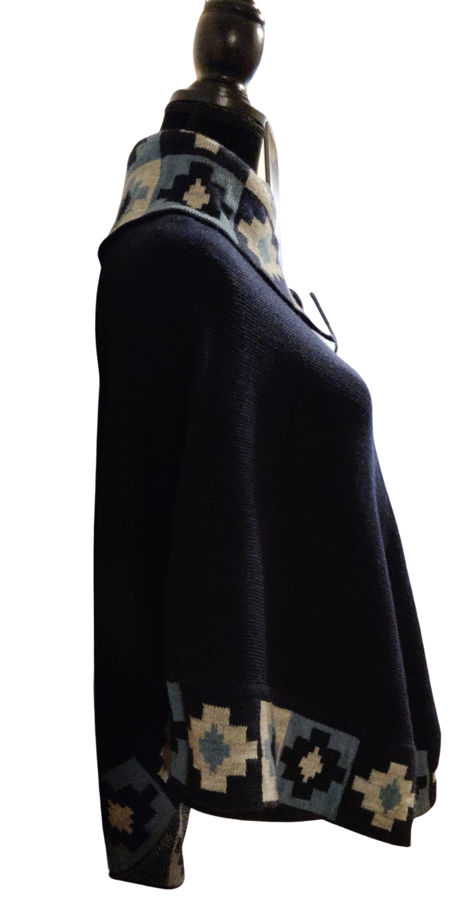 Awki Alpaca Wool Poncho Chakana Style One Size Fits All Inspired by Inka Cross - Handmade in Peru | Peru Gift Shop
