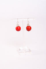 Sterling Silver/ Gold Filled Dangle Long Drop Red & Black Good Luck Earrings