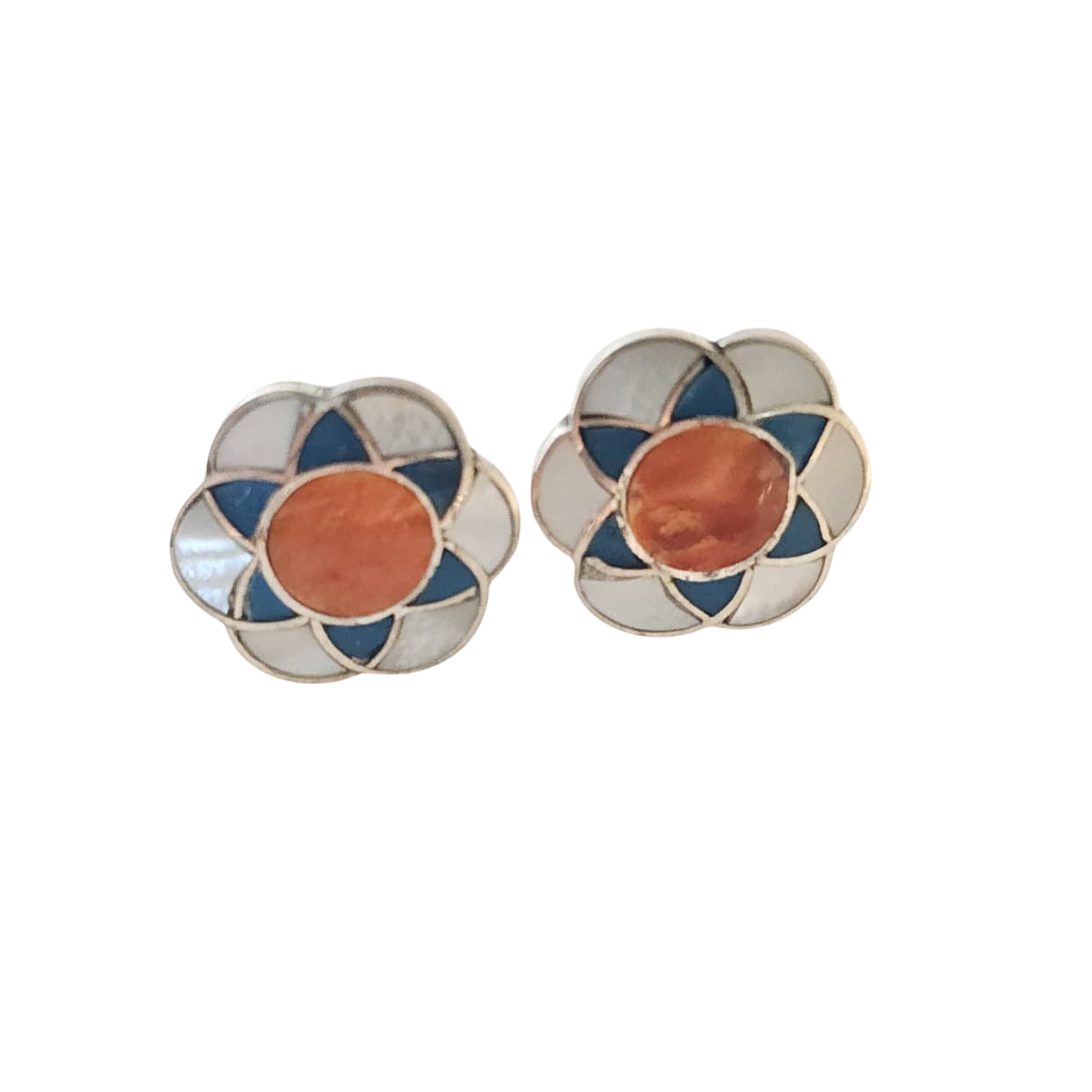 Sterling Silver "Flower of Life" Natural Stone Post Earrings