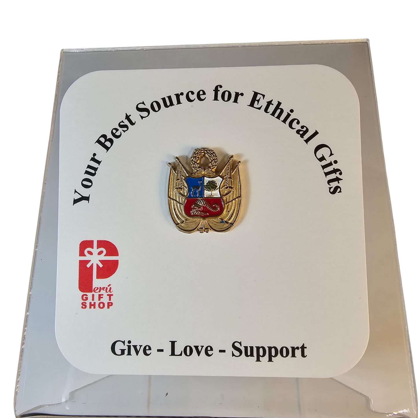 Peruvian Coat of Arms "Escudo" Souvenir Unisex Lapel Pin – Gold-Plated, Hand-Painted