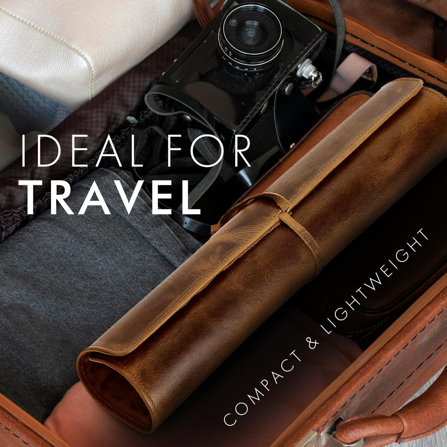 Premium Full-Grain Leather Chef Knife Roll Bag