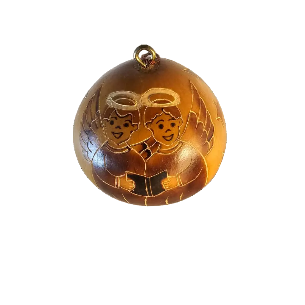 Handmade nativity scene Peruvian gourd Christmas ornament luxury artisan by Kuntur Designs