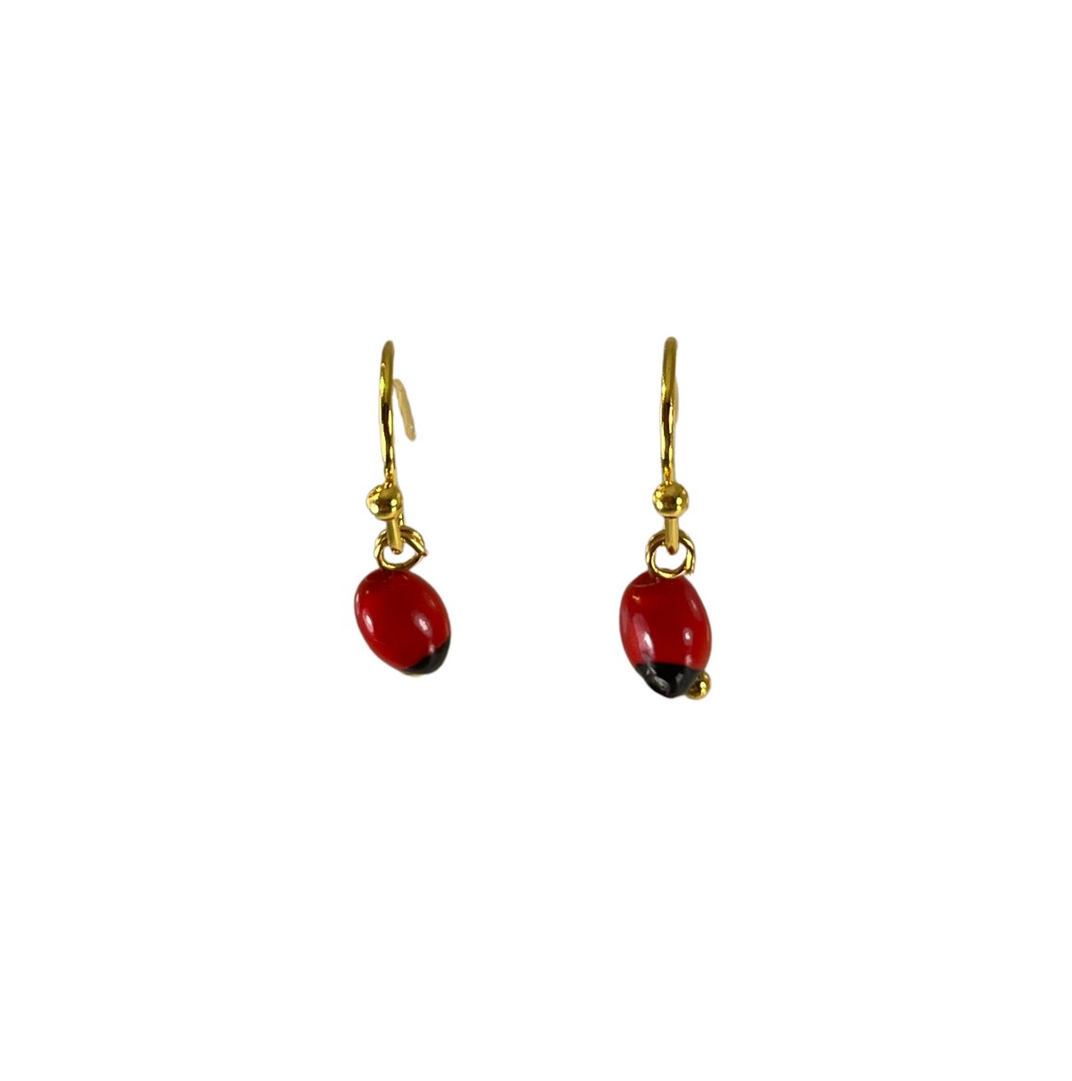 Huayruro Seed Dangle Earrings – Sterling Silver or 18K Gold Filled