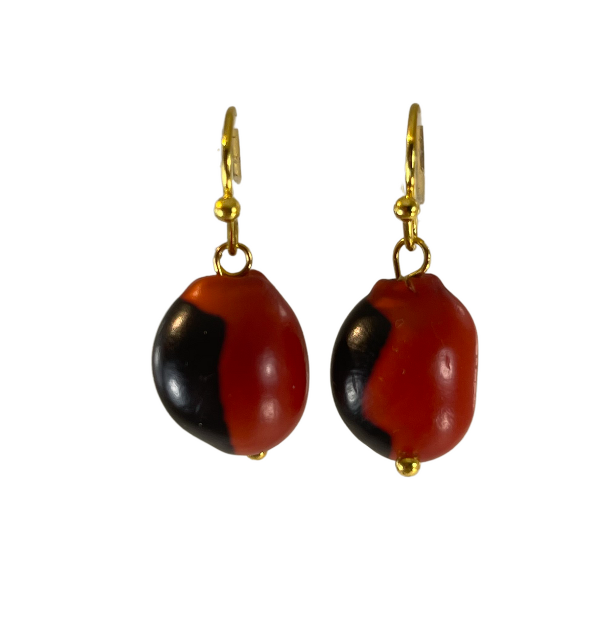 Huayruro Seed Dangle Earrings – Sterling Silver or 18K Gold Filled