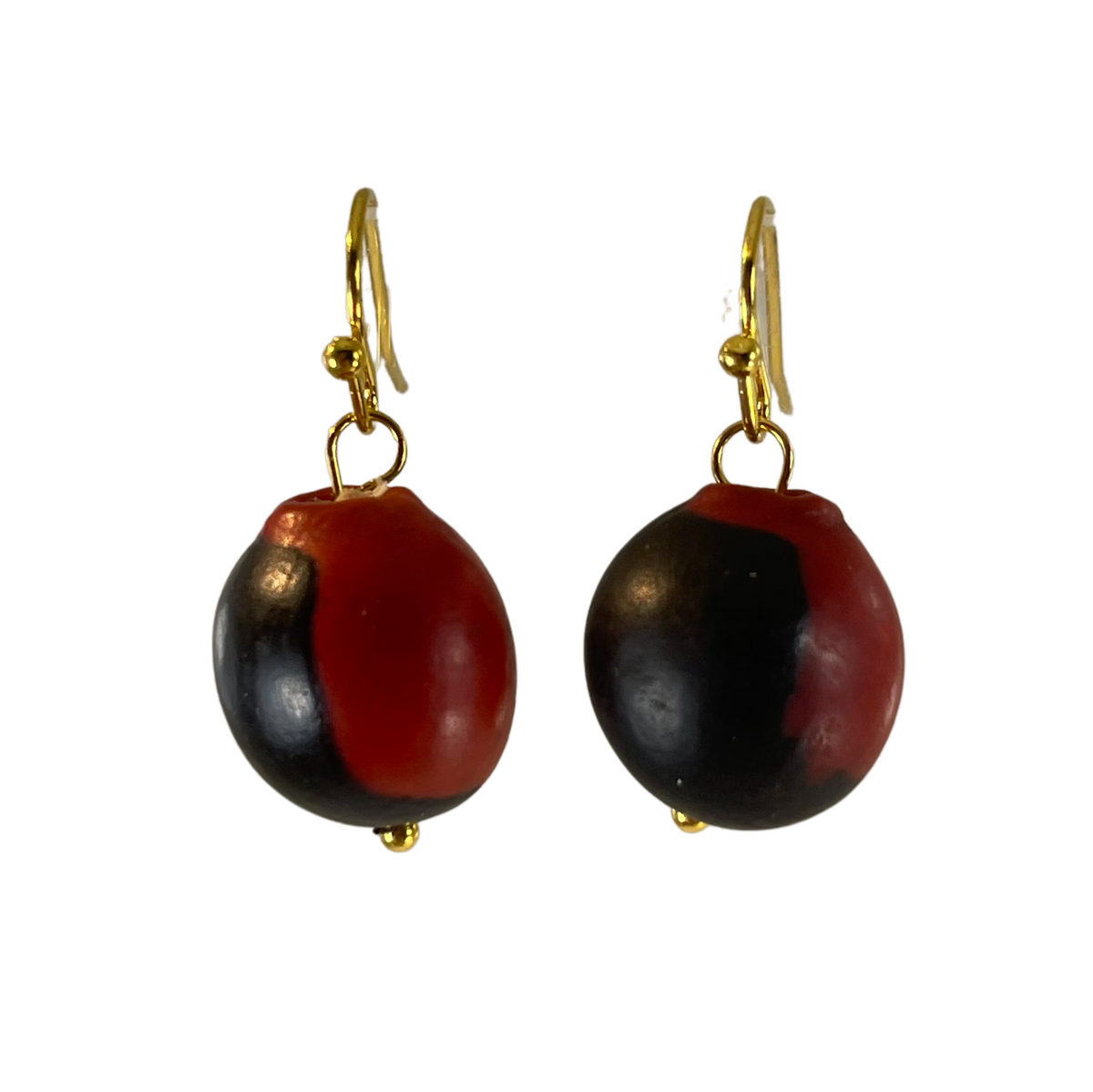 Huayruro Seed Dangle Earrings – Sterling Silver or 18K Gold Filled