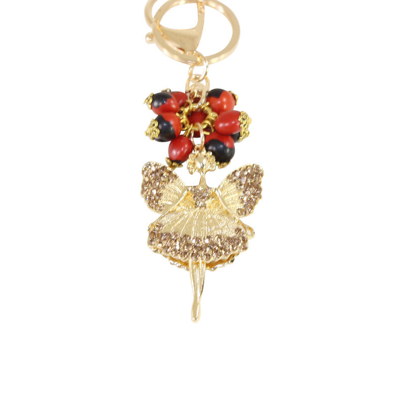 Good Luck Meaningful Keychains Red & Black Seed Beads L:3"