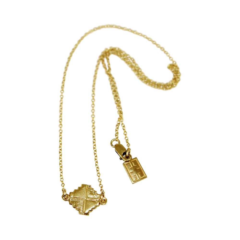 Gold Filled 18kt. Adjustable Chakana Inka Cross Good Luck Minimal Dainty Necklace 16"-18" (Style A)