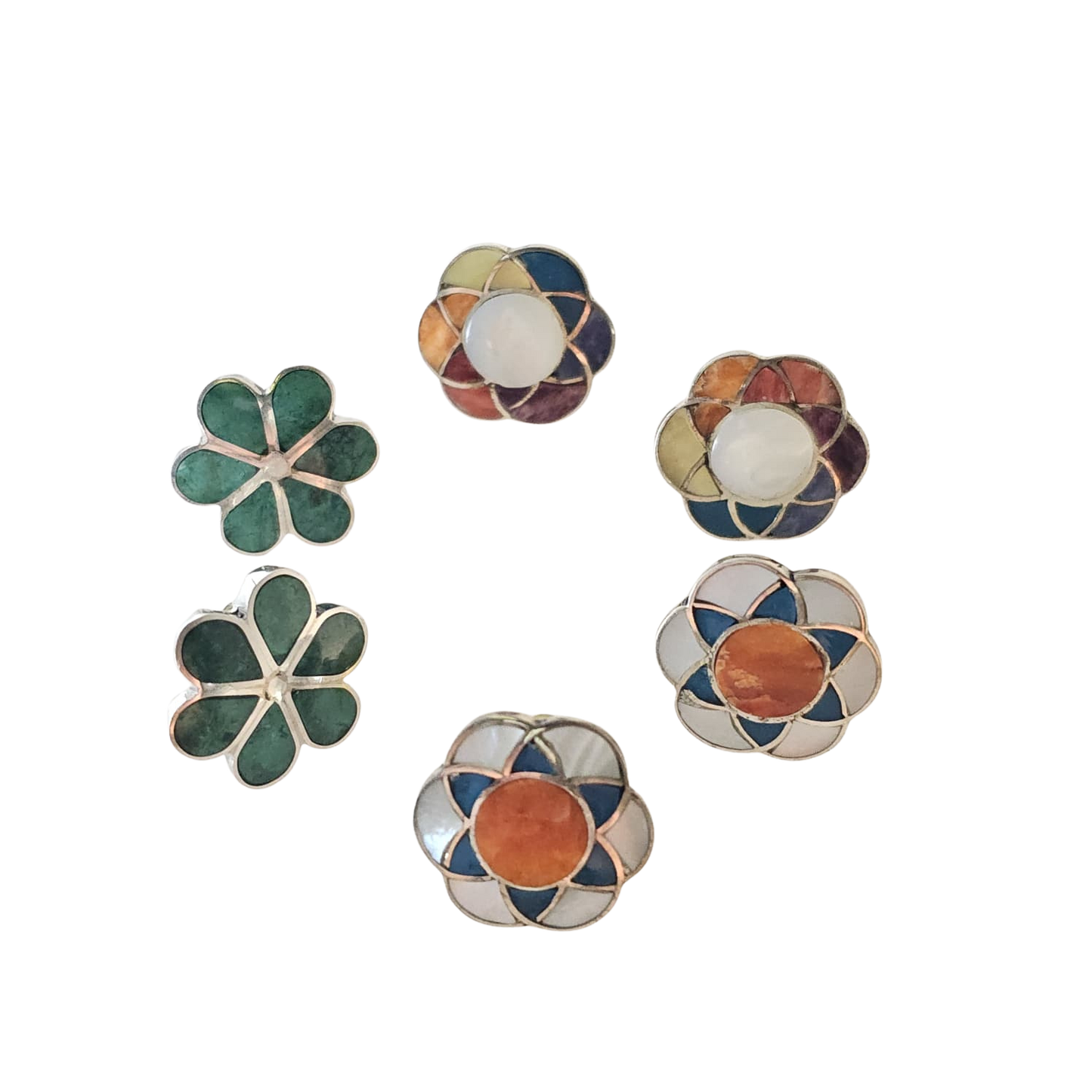 Sterling Silver "Flower of Life" Natural Stone Post Earrings