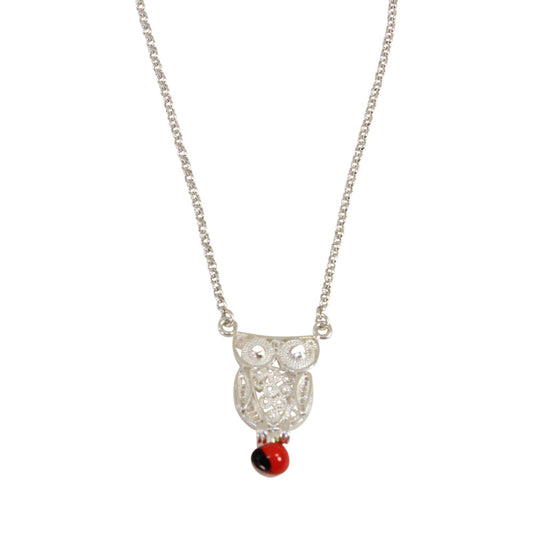 Sterling Silver Filigree Owl Symbol of Wisdom Pendant Necklace Handmade in Peru by Yares Jewelry | Peru Gift Shop