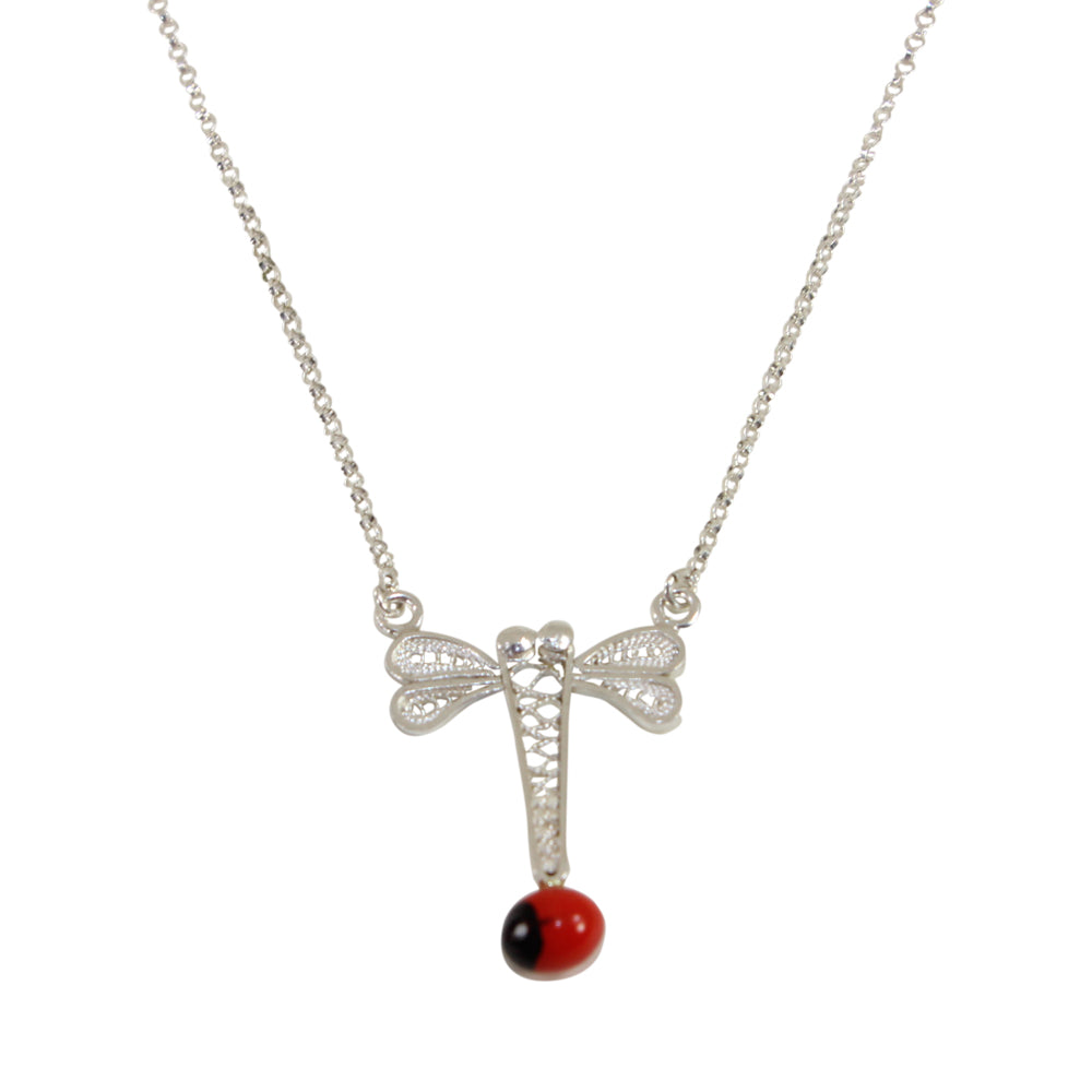 Sterling Silver Filigree Dragonfly Symbol of Life Pendant Necklace Handmade in Peru by Yares Jewelry | Peru Gift Shop