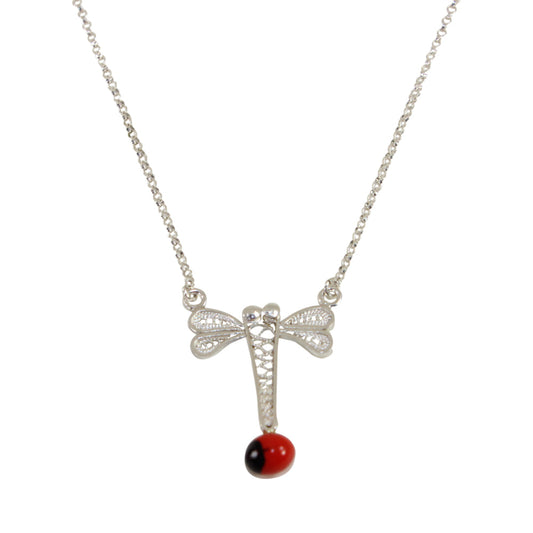 Sterling Silver Filigree Dragonfly Symbol of Life Pendant Necklace Handmade in Peru by Yares Jewelry | Peru Gift Shop