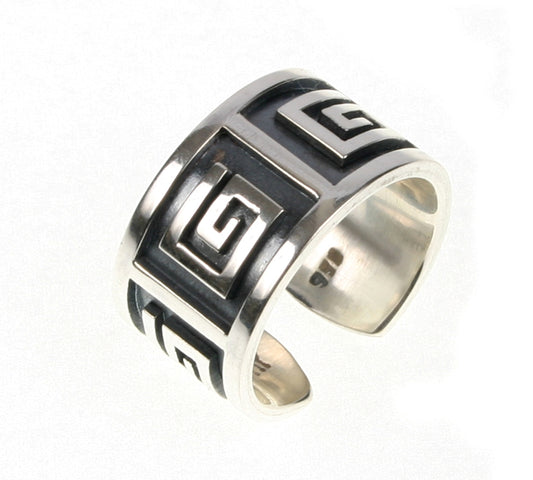 Moschik Love Exchange Unisex Sterling Silver Ring Set - Peruvian Geometric Handmade Couples Jewelry