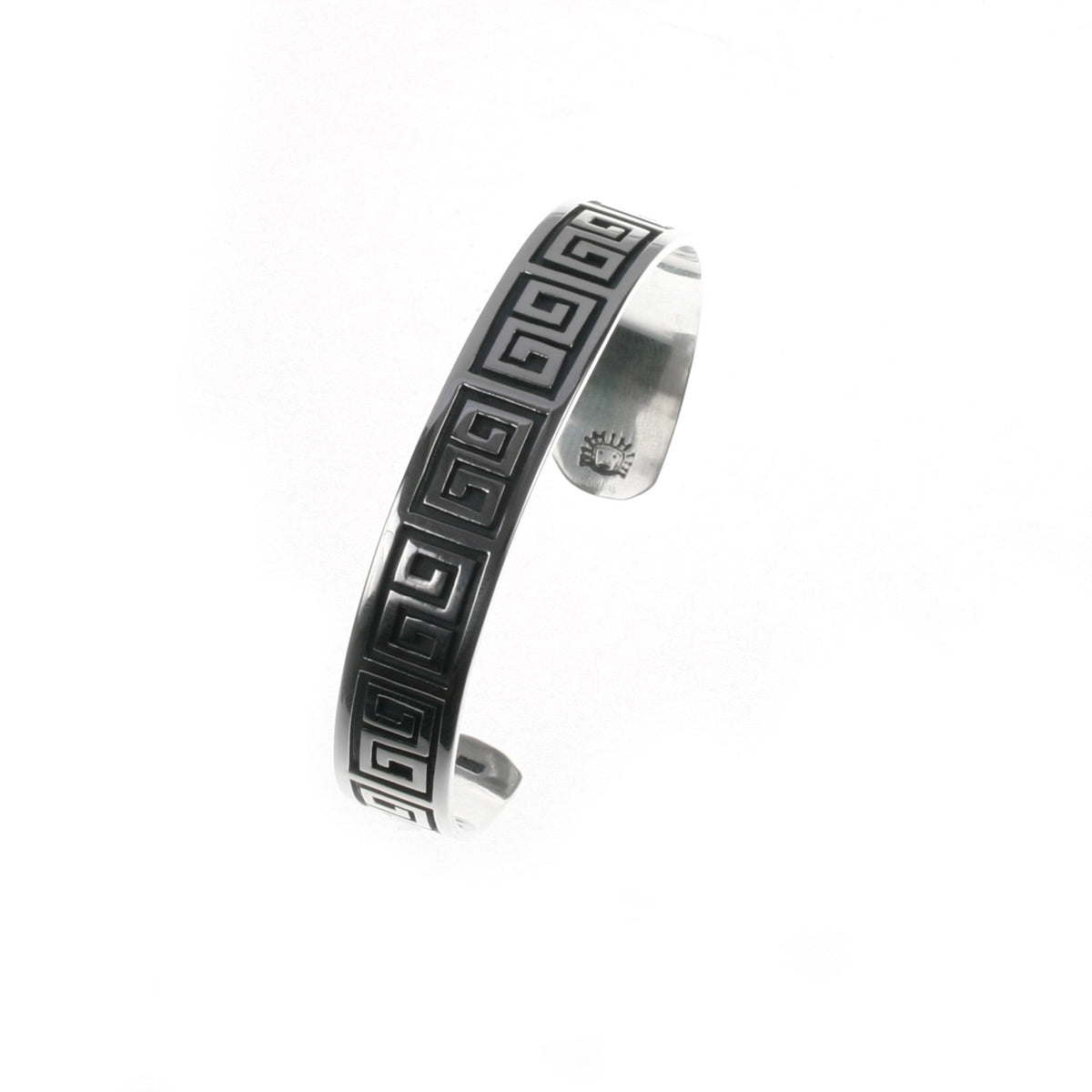 Moschik Geometric Adjustable Sterling Silver Cuff Bracelet - Peruvian Mens Handmade Jewelry