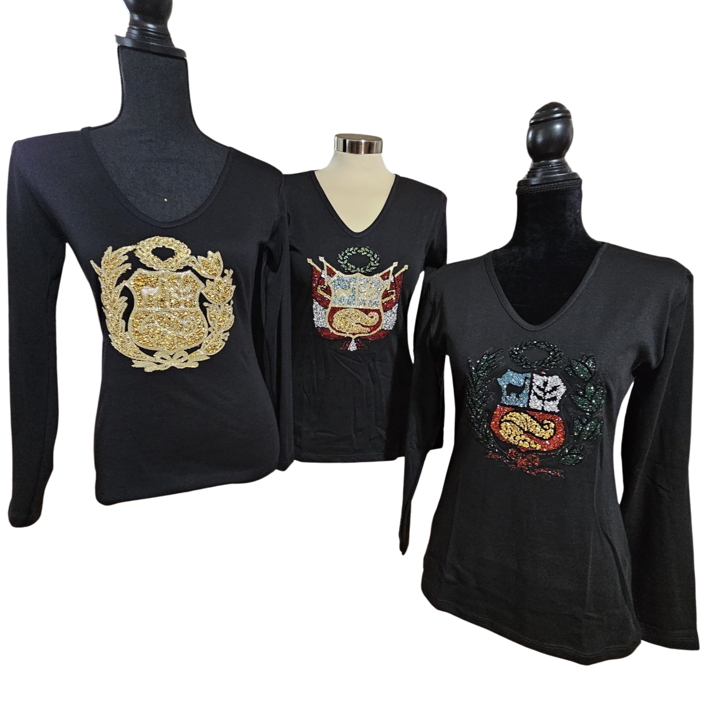 Handmade Traditional “Coat of Arms” / "Escudo" Cotton T-Shirt – Long Sleeve