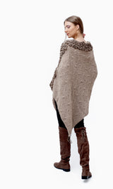 Baby Alpaca - Knit Poncho Cape "Angela" - One Size Fits All (Brown)