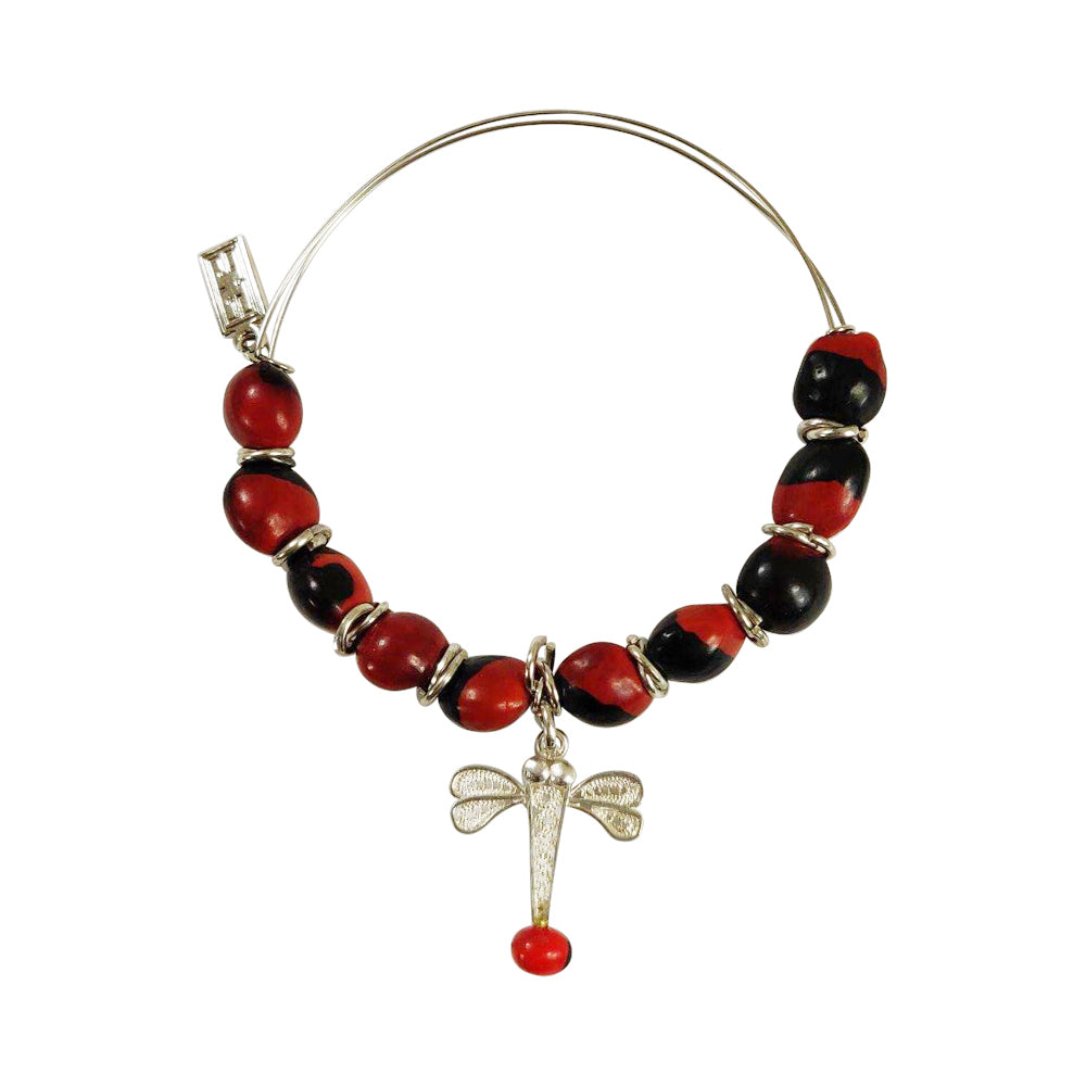 Sterling Silver Filigree Dragonfly Charm Adjustable Sterling Silver Bracelet – Symbol of Life