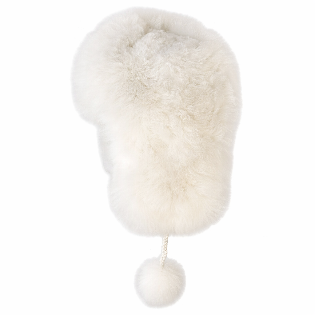 100% Baby Alpaca Aviator Hat – Luxury Fur Winter Trapper Hat with Pom-Poms
