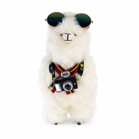 🦙 Traveling Llama – The Ultimate Peruvian Adventure Gift - 100% Baby Alpaca Fur - Handmade • Hypoallergenic & Pillow Soft (9")