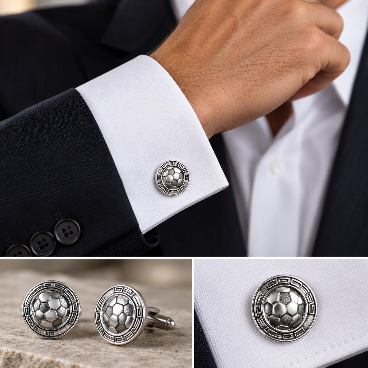 Moschik Sports Sterling Silver Cufflinks - Peruvian Handmade Sports Jewelry for Men