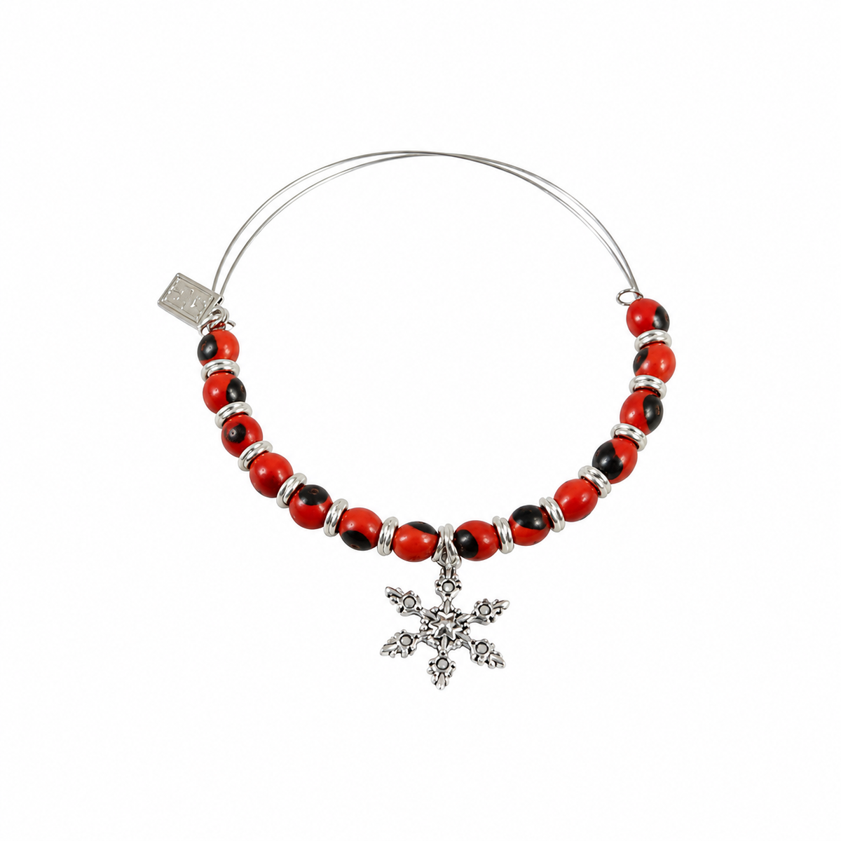 Snowflake Christmas Charm Adjustable Bangle Bracelet