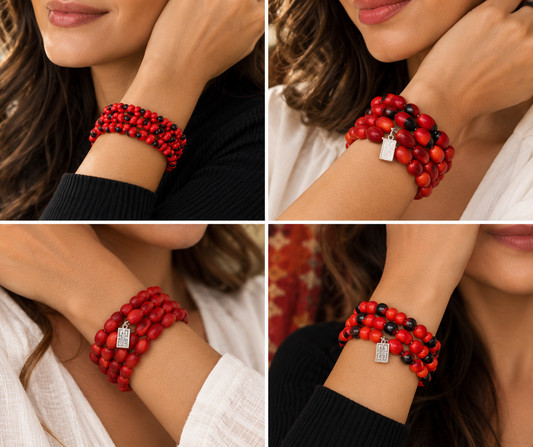 Pulsera ajustable de buena suerte y envoltura significativa.