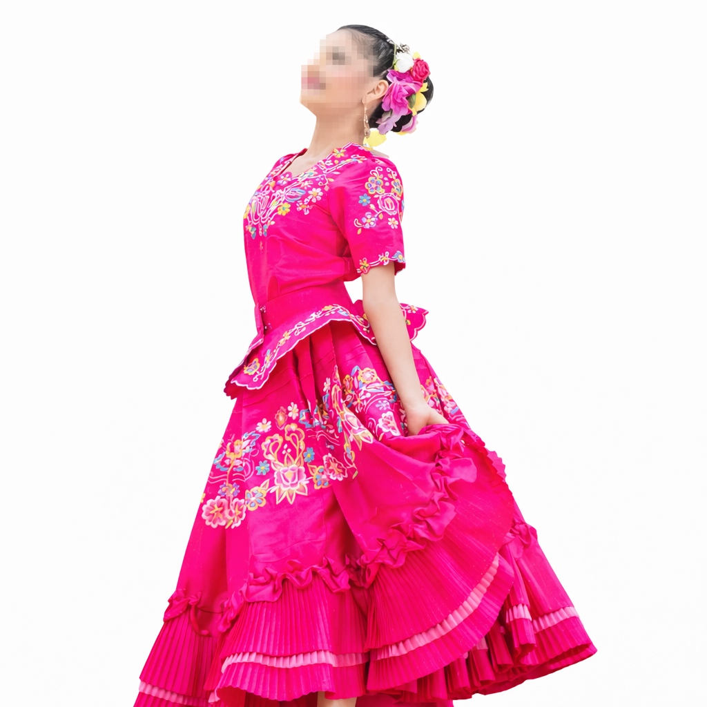 5-Piece Marinera Andean Inspired Heritage Dress – Hand-Embroidered - Colonial Elegance